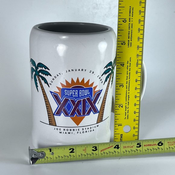 Vtg Super Bowl XXIX 29 Miami FL Ceramic Beer Mug Stein Joe Robbie NFL - Picture 10 of 11